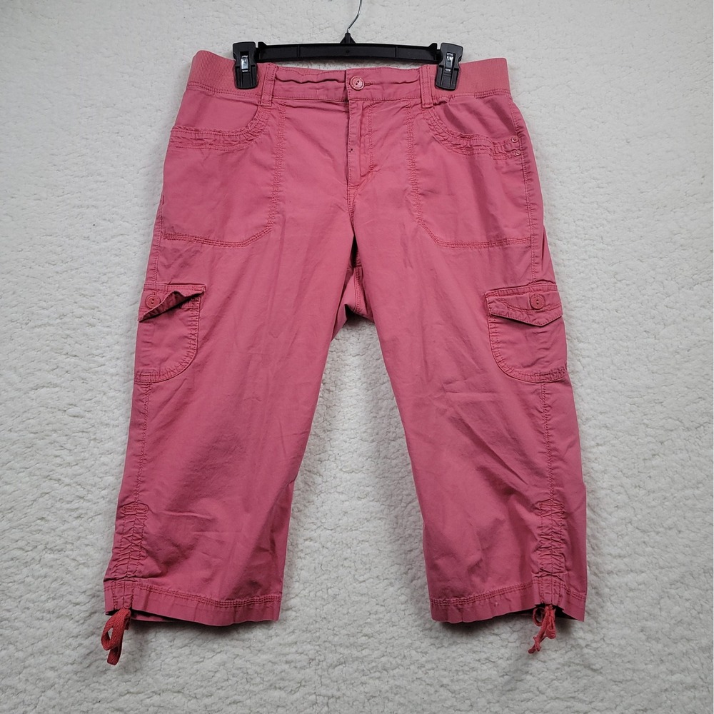 Gloria Vanderbilt Skimmer Pants Women 10 Pink Lillie Jersey WB Cargo Cropped